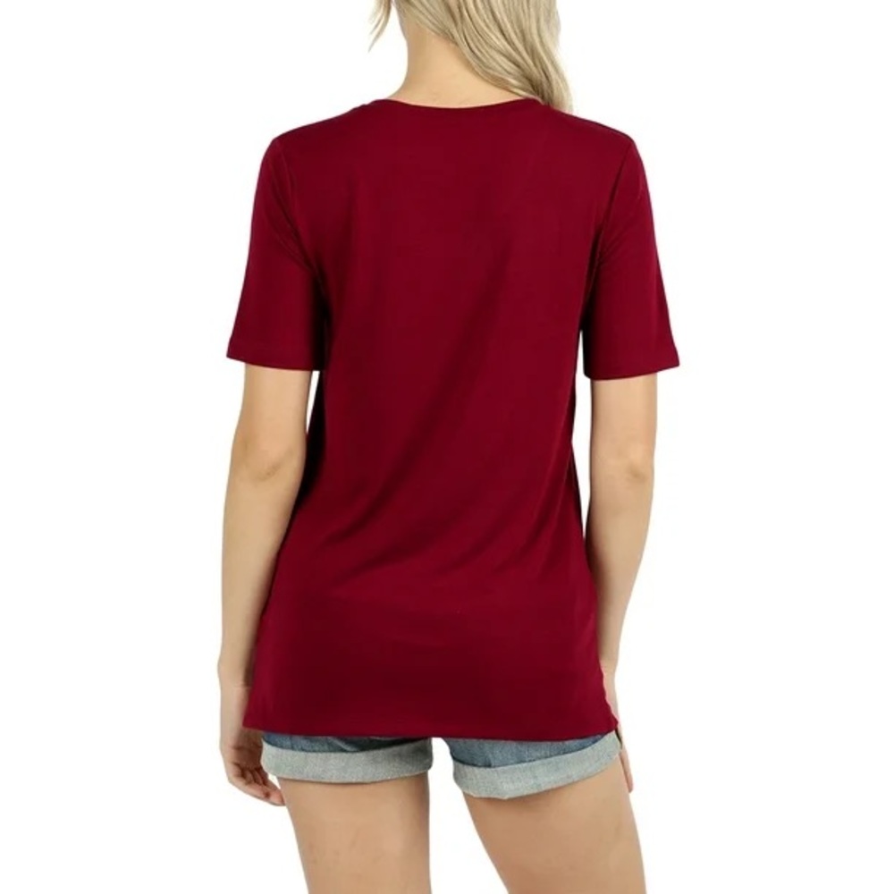 Zenana Oversized Relaxed Fit V-Neck Short Sleeve Basic T-Shirt Tops Women’s L